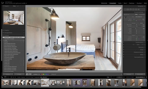 Lightroom Schlafen mit offenem Bad